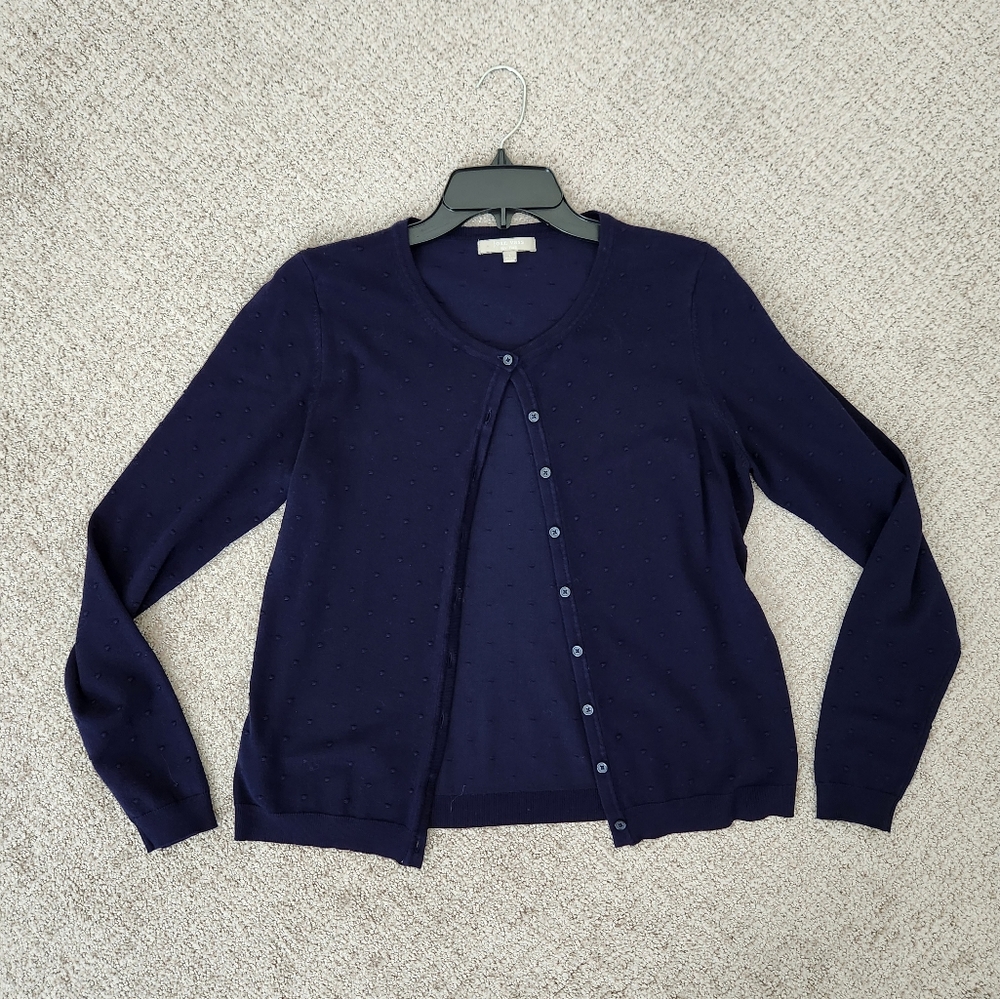 Long sleeve navy cardigan size L